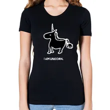 Funny Best Quality Womens T Shirt I AM UNICORN Cotton Women Plus Size letter T Shirt