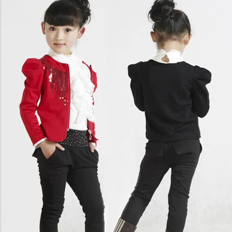 

Anlencool NEW fashion girls tracksuit baby kids sport clothes set peacock sequins children suit clothing set for 4-14 years old