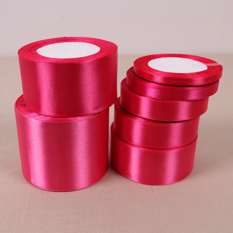 

geinne 6mm-50mm wide 25 yards/roll hot pink Single Face Satin Ribbon Wholesale Gift Wrapping Christmas ribbons