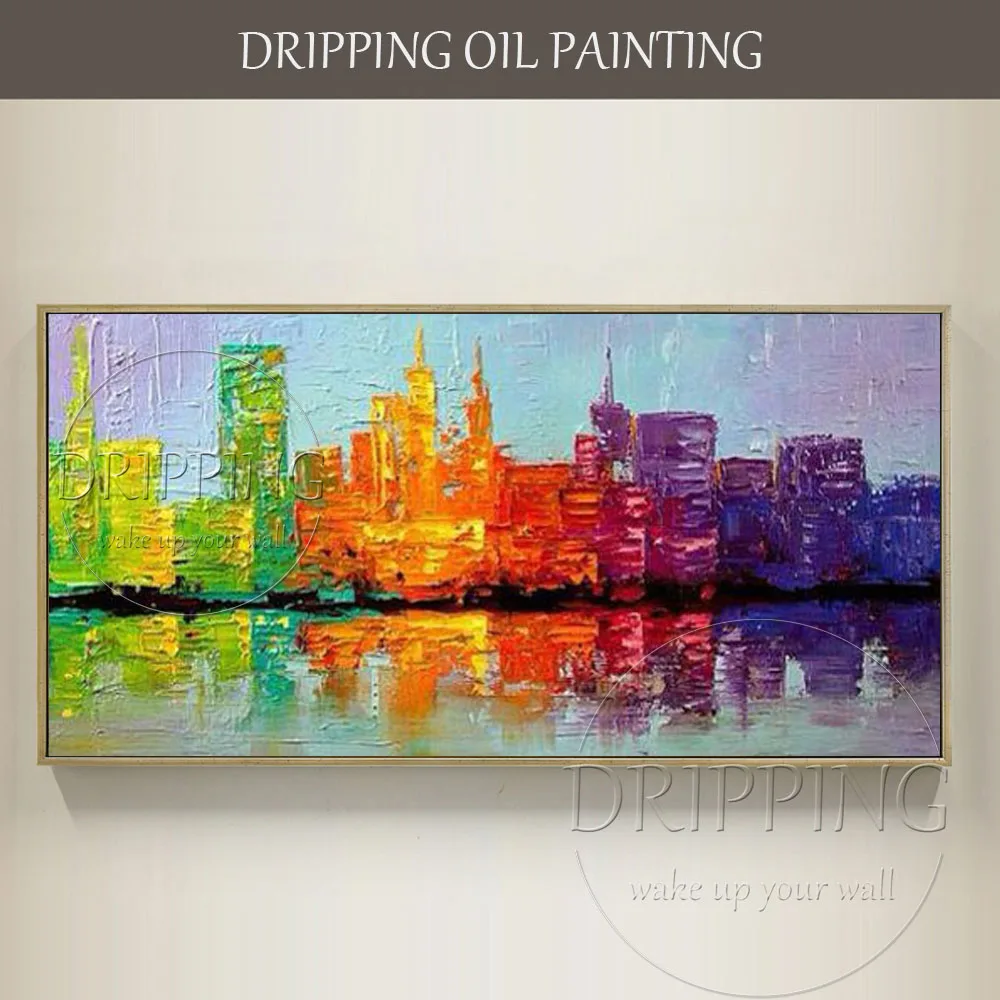 Skilled Artist Hand painted High Quality Modern Abstract Cityscape Oil