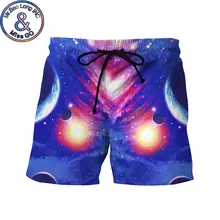 Для Мужчин's 3D пространство с космическим принтом; Цвет быстросохнущая летние пляжные шорты для серфинга шорты-боксеры Мужские Шорты для купания бренд Для мужчин s Повседневное пляжные шорты, для пляжа Одежда 2XL
