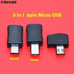 Cltgxdd conector de enchufe macho Micro USB de 5 pines, cable de datos de soldadura de Puerto V8 largo/corto/doblado, interfaz de línea OTG, bricolaje, 1 pieza