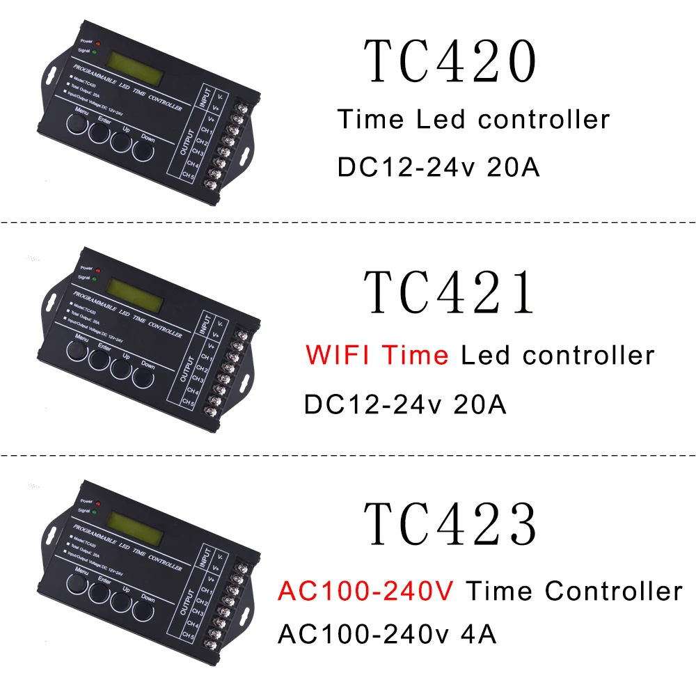 

upgraded TC420 TC421 TC423 time programmable 5 CH output led strip light controller, Widely used in aquariums