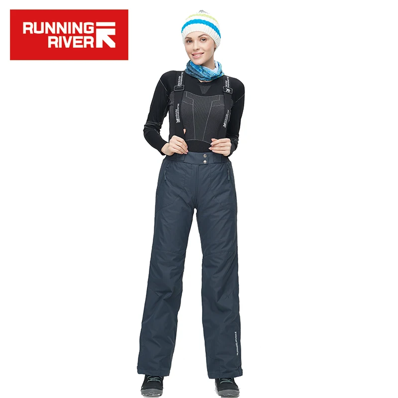 RUNNING RIVER Brand Women Grey Ski Pants With Shoulder Straps Ship From Russia & China Warm Women Pants Size S - 3XL #B4065