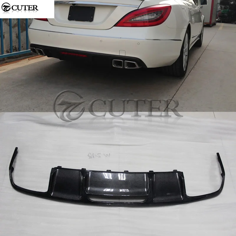 W218 CLS500 CLS63 AMG стиль карбоновое волокно задний бампер для автомобиля спойлер