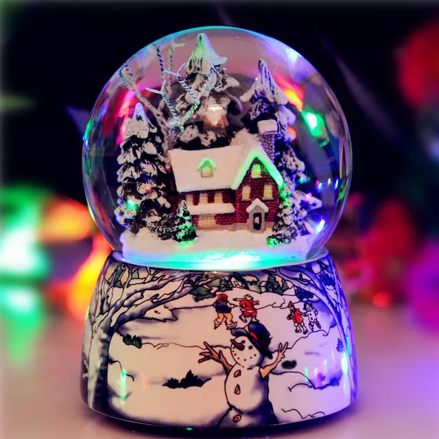 zm snowflake crystal ball music box to send male and female friends