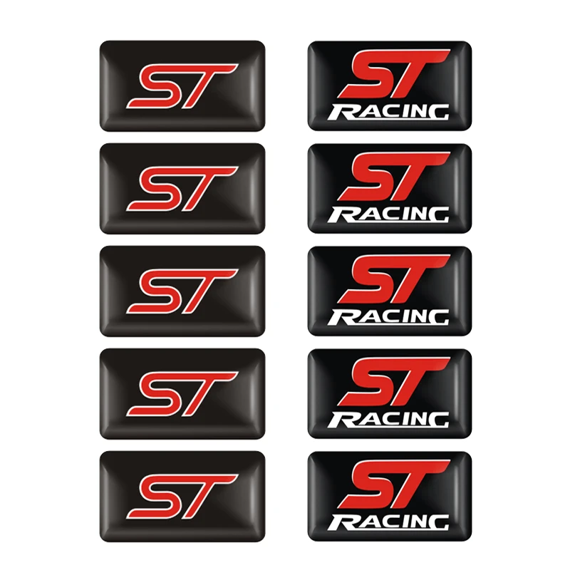 

10pcs ST RACING Emblem Sticker Label 3D ST Logo Sport Style Decal for Ford Focus Fiesta Ecosport Kuga Mondeo Everest Accessory