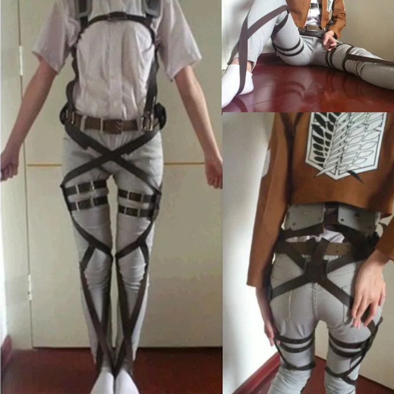 

Unisex Attack On Titan Shingeki No Kyojin Recon Corps Harness Belts Hookshot Cosplay Halloween Costumes Adjustable Belts sets