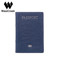 Westcreek Brand Ostrich Pattern Genuine Leather Passport Holder Fashion Passport Cover Case Cowhide Document Wallet Organizer