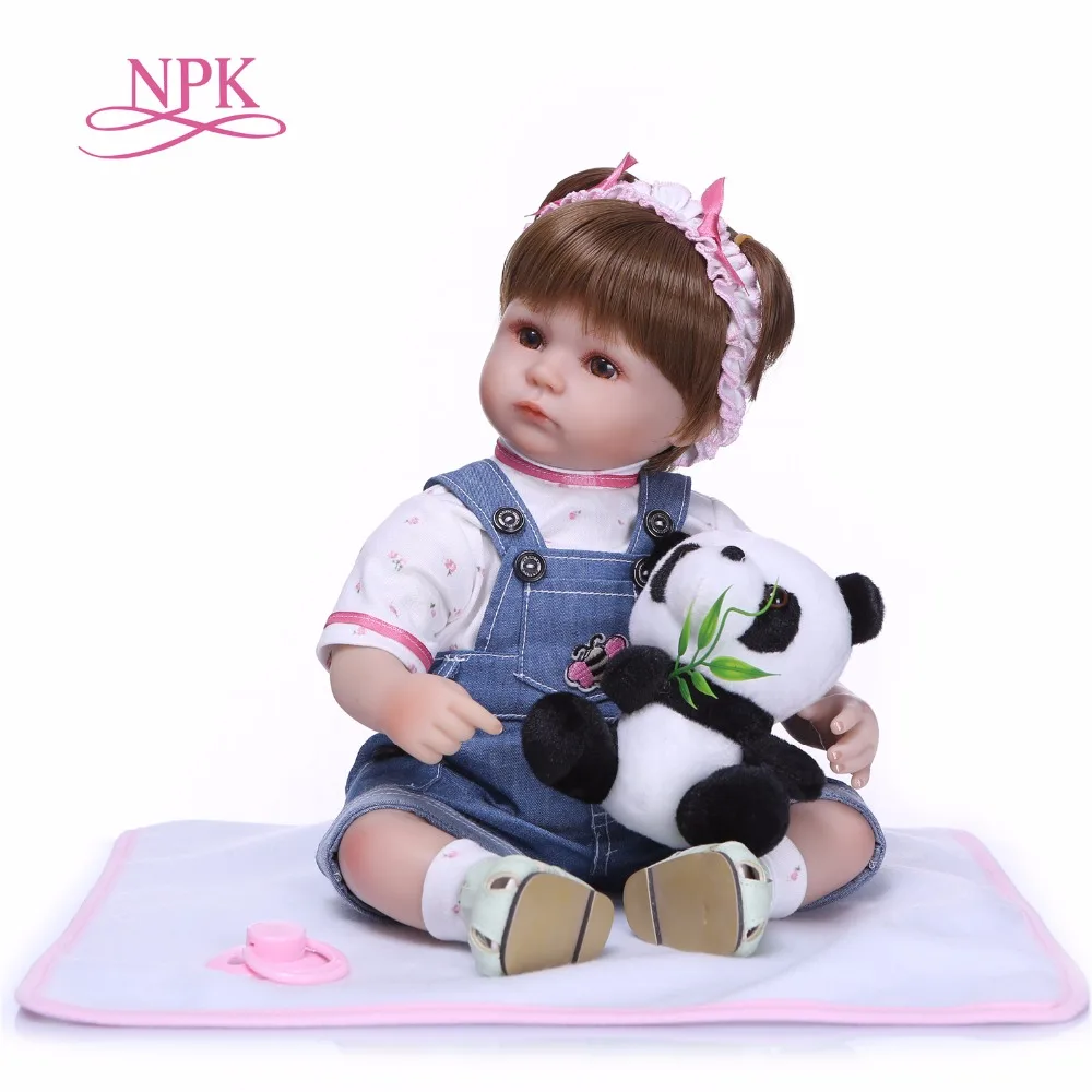 NPK 18 дюймов 43 см реалистичные Реалистичного reborn baby doll bebe Кукла реборн игры игрушки для детей Рождественский подарок мягкий силиконовый