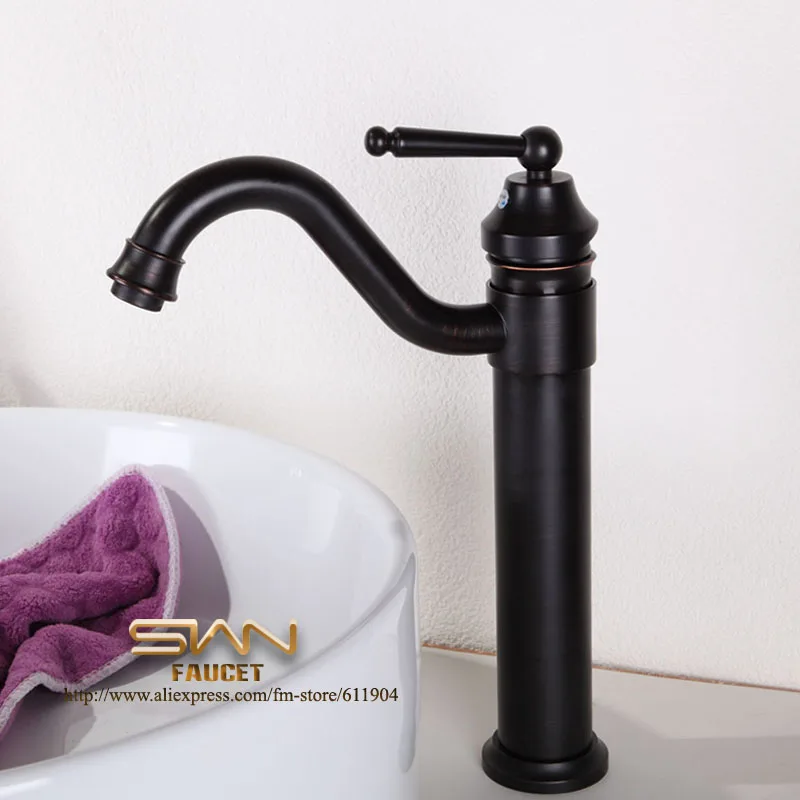 

Oil Rubbed Bronze ORB Black Tall 13" Bathroom Bath Vessel Sink Basin Faucet Mixer Taps Swivel Spout 22A0081T
