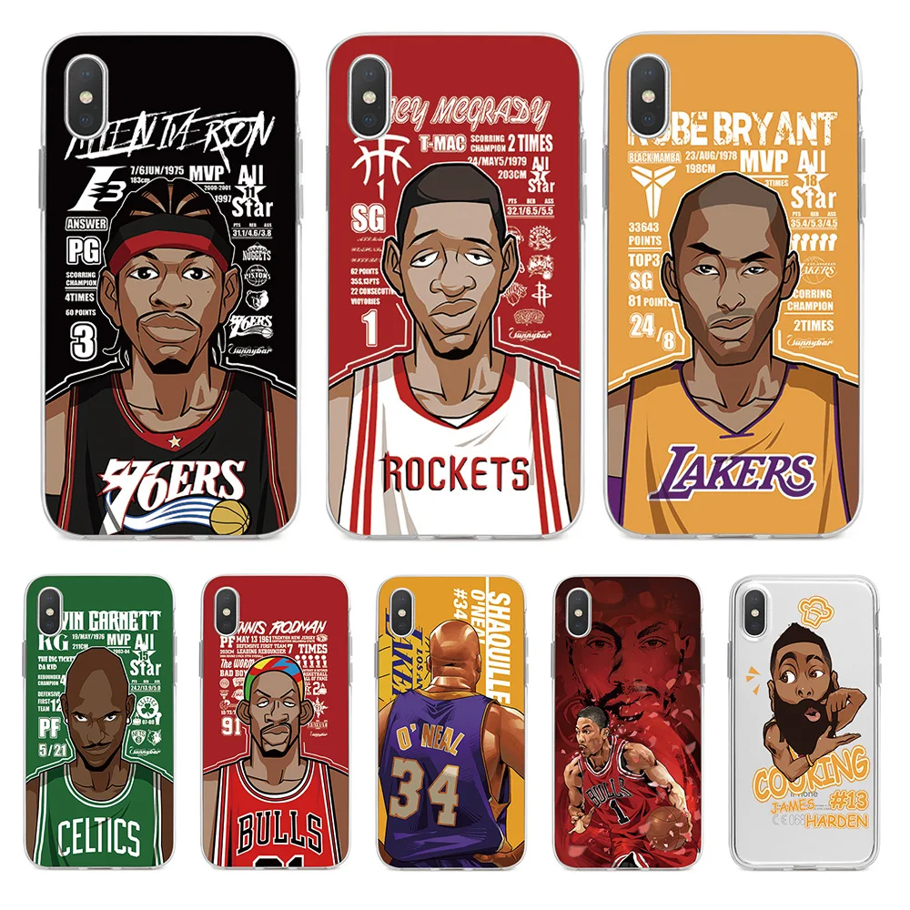 

Basketball Star Patterned laker 76 soft Silicone TPU Phone Case For iPhone 6 6S 7 8 Plus 5 5S SE X XR XS MAX Cover