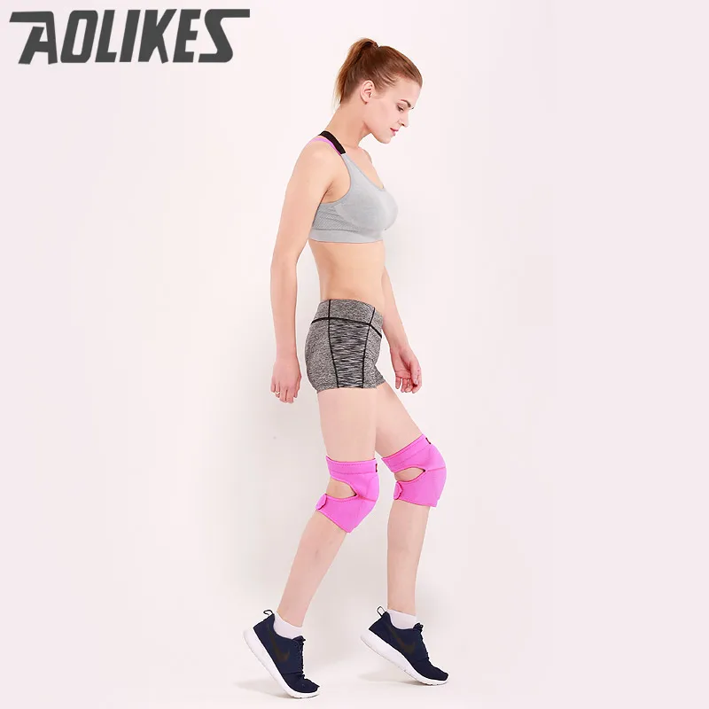 AOLIKES 2 قطعة/الوحدة منصات الركبة طفح سمكا الاسفنج دعم الرياضة نيبادس لكرة السلة الرقص joelheira rodilleras حامي