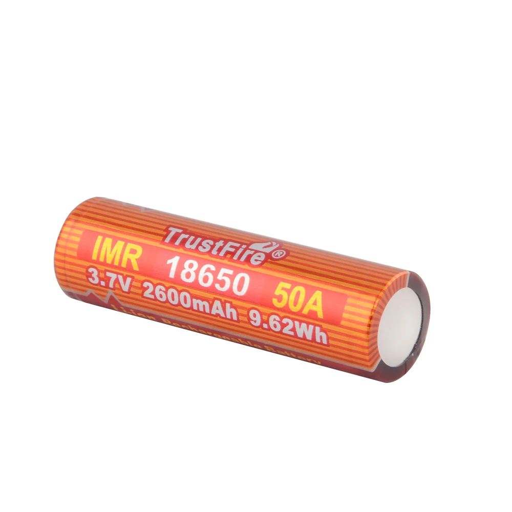 TrustFire IMR 18650 2600mAh 3.7V 50A 9.62Wh High-Rate Lithium Rechargeable Battery For E-cigarette LED Flashlight TrustFire IMR 18650 2600mAh 3.7V 50A 9.62Wh High-Rate Lithium Rechargeable Battery For E-cigarette LED Flashlight