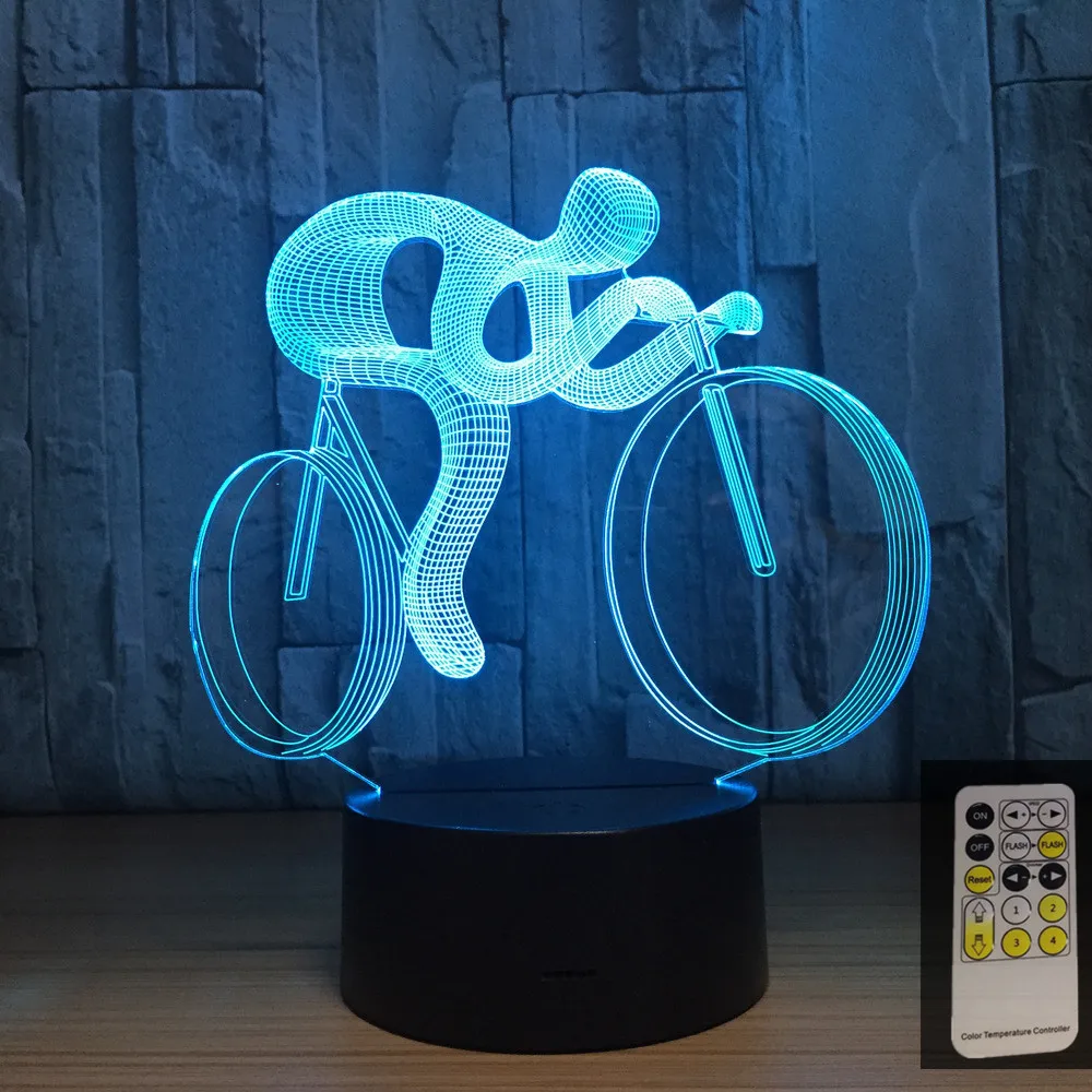 Дистанционное управление Велосипедный Спорт ездить 7 цветов лампа 3D визуальный индикатор Ночные светильники для детей сенсорный USB