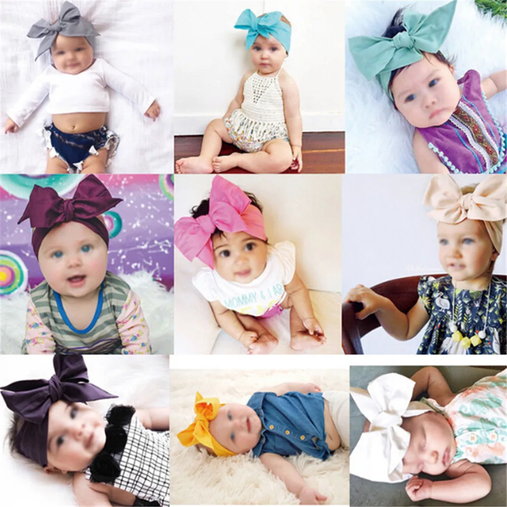 

Lovely Head Wrap Turban Bowknot Headband Newborn Girl Hair Band Big Bow Tie Hairband Candy Color
