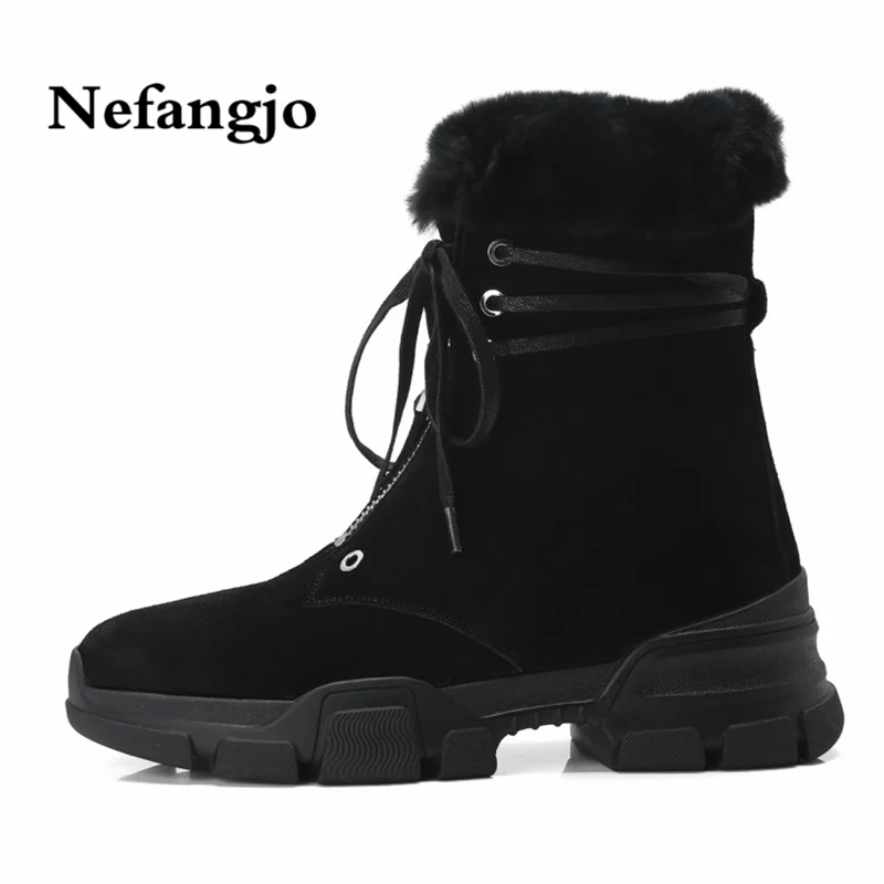 

Nefangjo 2018 Explosions New European and American Snow Boots Short Tube Round Head Front Lacing Fashion Leisure Women's Boots