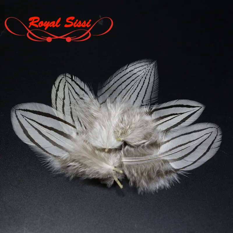 

Hot 20PCS/Pack Natural Strung Silver Pheasant Body Feather Fly tying material Fly Tying Cheeks and Collars Materials For Nymphal