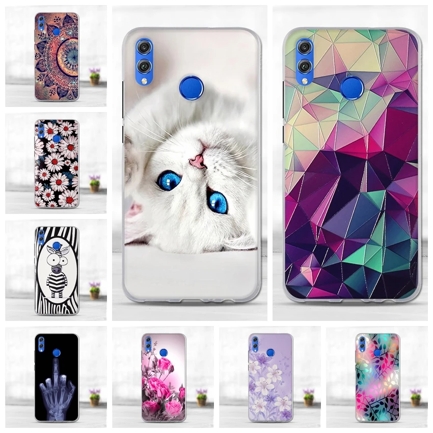 

3D Painted Flowers Silicon Case For Huawei Honor 8C 8X Max Play 8A Case Soft TPU Shell For Huawei V10 lite Enjoy Max Case Cover