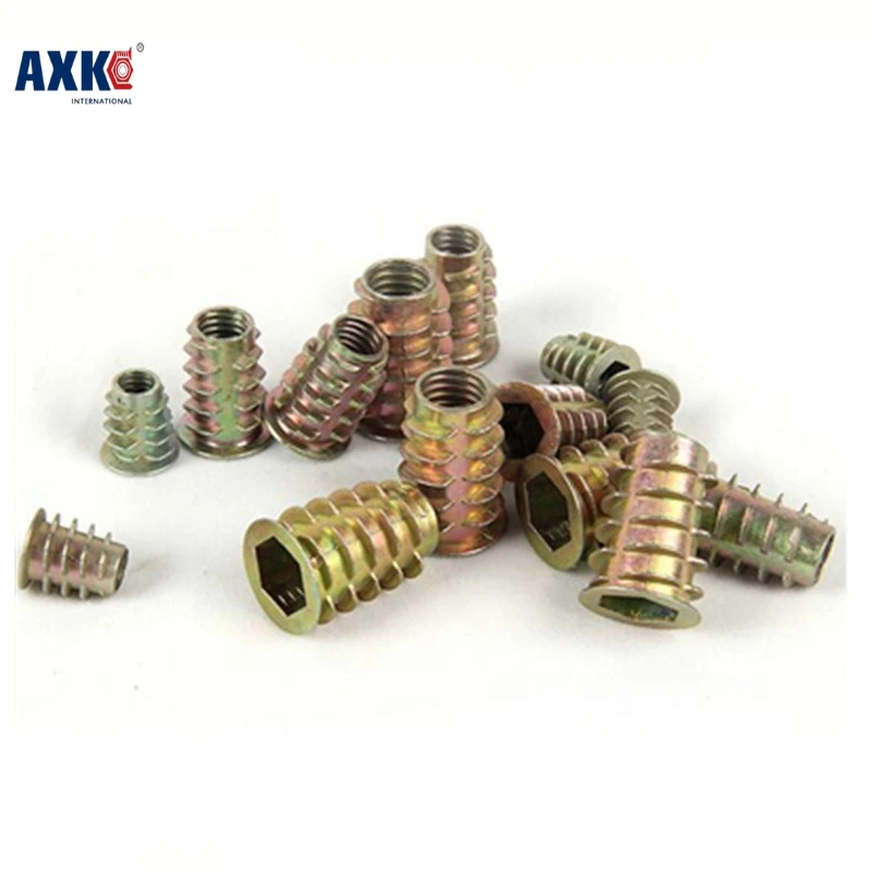 

Axk 50pcs M4 M5 M6 Zinc Alloy Thread For Wood Insert Nut Flanged Hex Drive Head Furniture Nuts