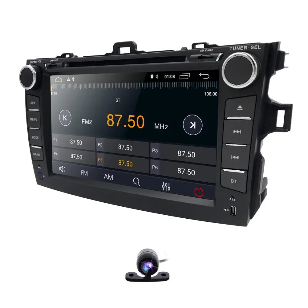 Perfect Touch screen android 9.0 7" Car DVD Player For Toyota corolla 2007-2011 in-dash car radio with BT USB SD GPS DVR DAB Rear camera 2