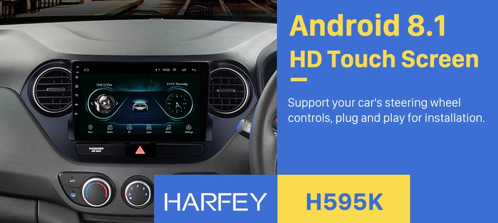 Top Harfey For 2013 2014-2016 HYUNDAI I10 Grand i10 RHD Android 8.1 2Din Wifi Bluetooth Head Unit GPS navCar Radio Multimedia Player 0