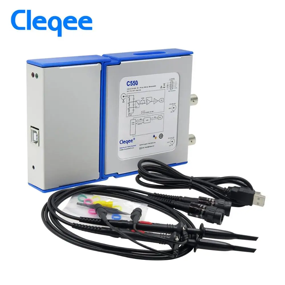  Cleqee Android&PC Virtual Digital USB Oscilloscope Handheld can connect 2 Channel Bandwidth 20Mhz/5