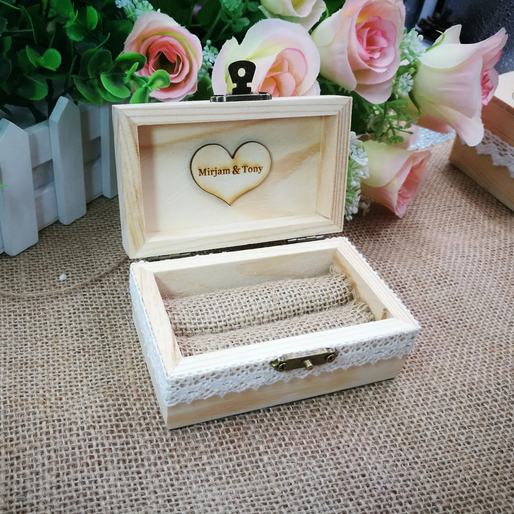 Custom Rustic Wedding Ring Box,Personalized Wedding Ring Box,Wooden Ring Holder,Rustic Ring Bearer,Romantic Box with love heart