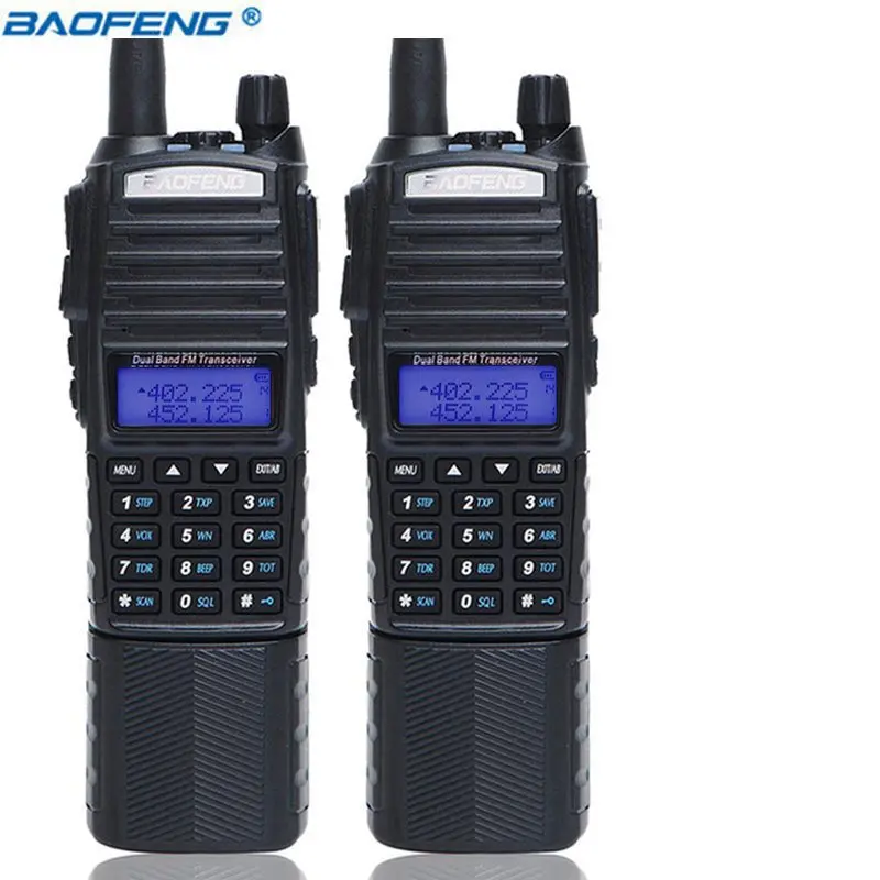 black 2 шт Baofeng UV-82 5WWalkie Talkie 3800 мАч батарея двойной PTT Портативное двухстороннее радио VHF UHF Ham радио с 2 шт NA-771 антенна - Цвет: black