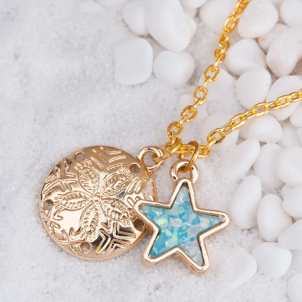 DoreenBeads Women Necklace Gold color Sand Dollar Pendant ...