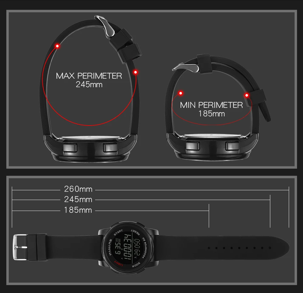 PANARS шагомер цифровые часы для мужчин Элитный бренд водосветодио дный стойкий светодиодный спортивные часы для мужчин часы Мужской