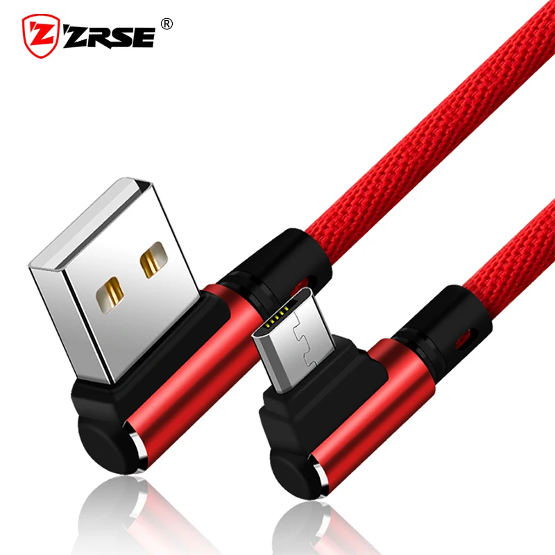 

ZRSE Micro USB Cable for Android Metal Braided L Bending 90 Degree 1M Data Fast Charging Cable Game Speed for Red Xiaomi Samsung