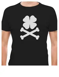Стильная мужская мода короткие О-образным вырезом Клевер и скрещенные кости Ирландский Гордость ST Святого Патрика футболки