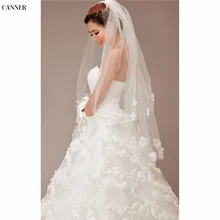 Canner женские Соборные цветы кружево край фата невесты два слоя Короткая Свадебная фата аксессуары