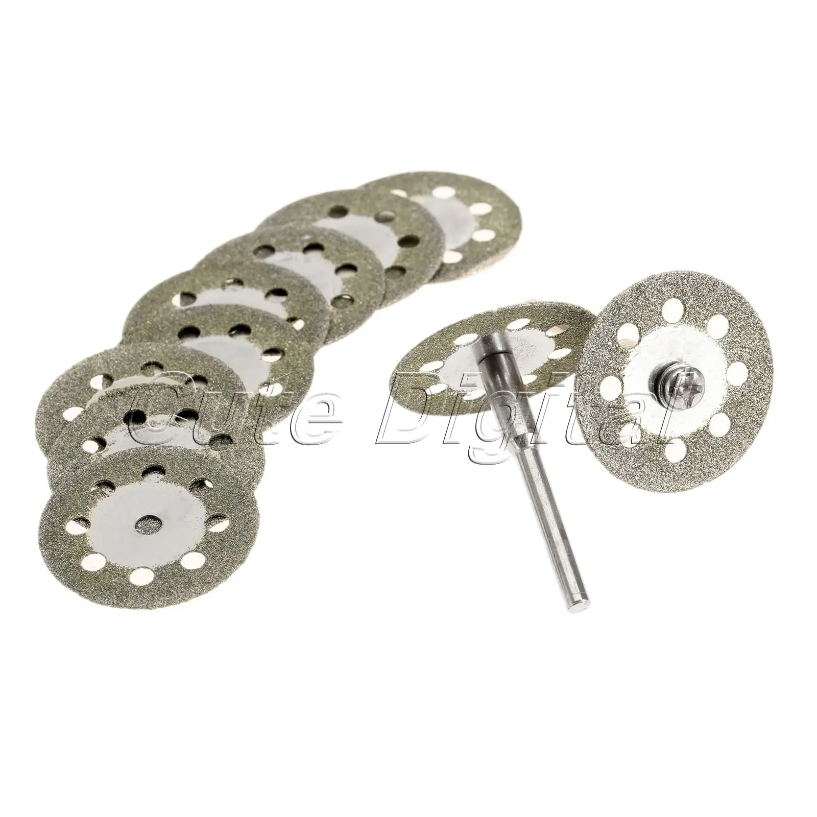 10pcs 25mm Diamond Circular Saw Blades Cutting Cut Off Wheel Discs + 2pcs Mandrel for Dremel Rotary Tool Cutter Power Tools