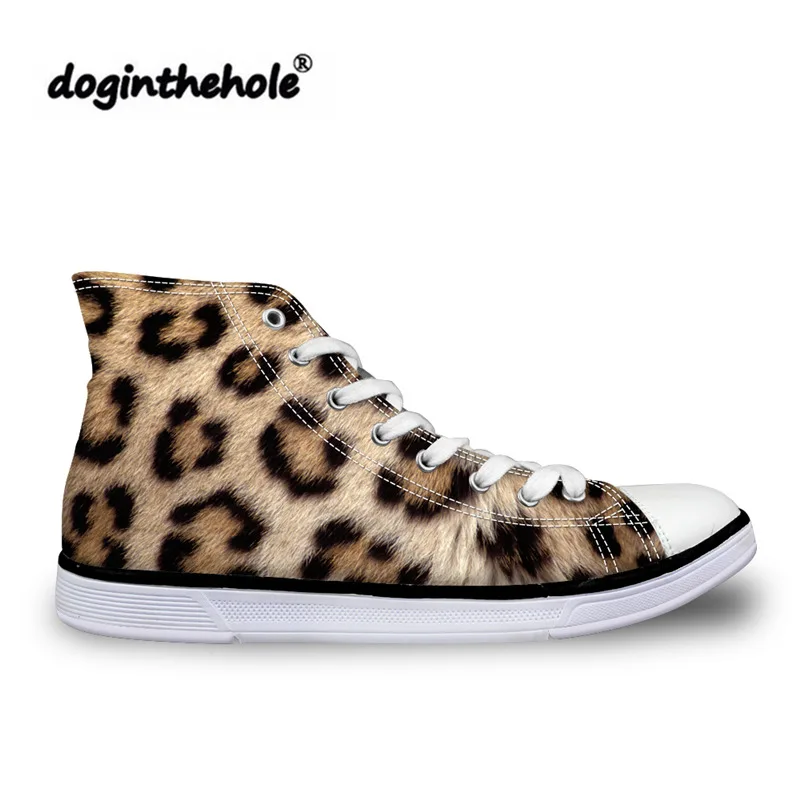 

doginthehole Fashion Flat Shoes Women Leopard Printing Vulcanized Shoes for Teenagers Classic Canvas Shoes Feminine Sneakers