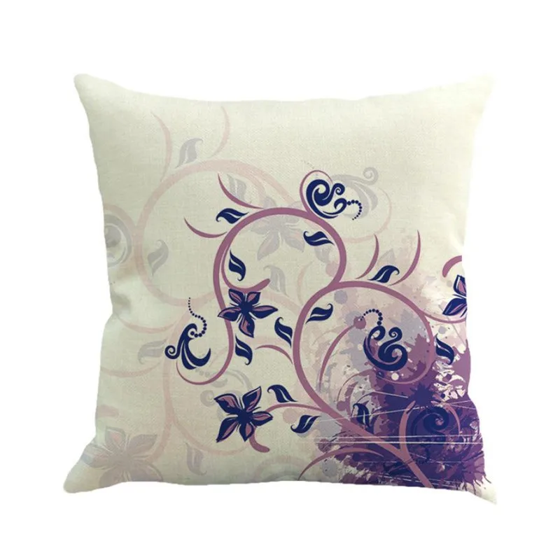 Feather Painting Linen Cushion Cover Throw Pillow Case Sofa Home Decor2