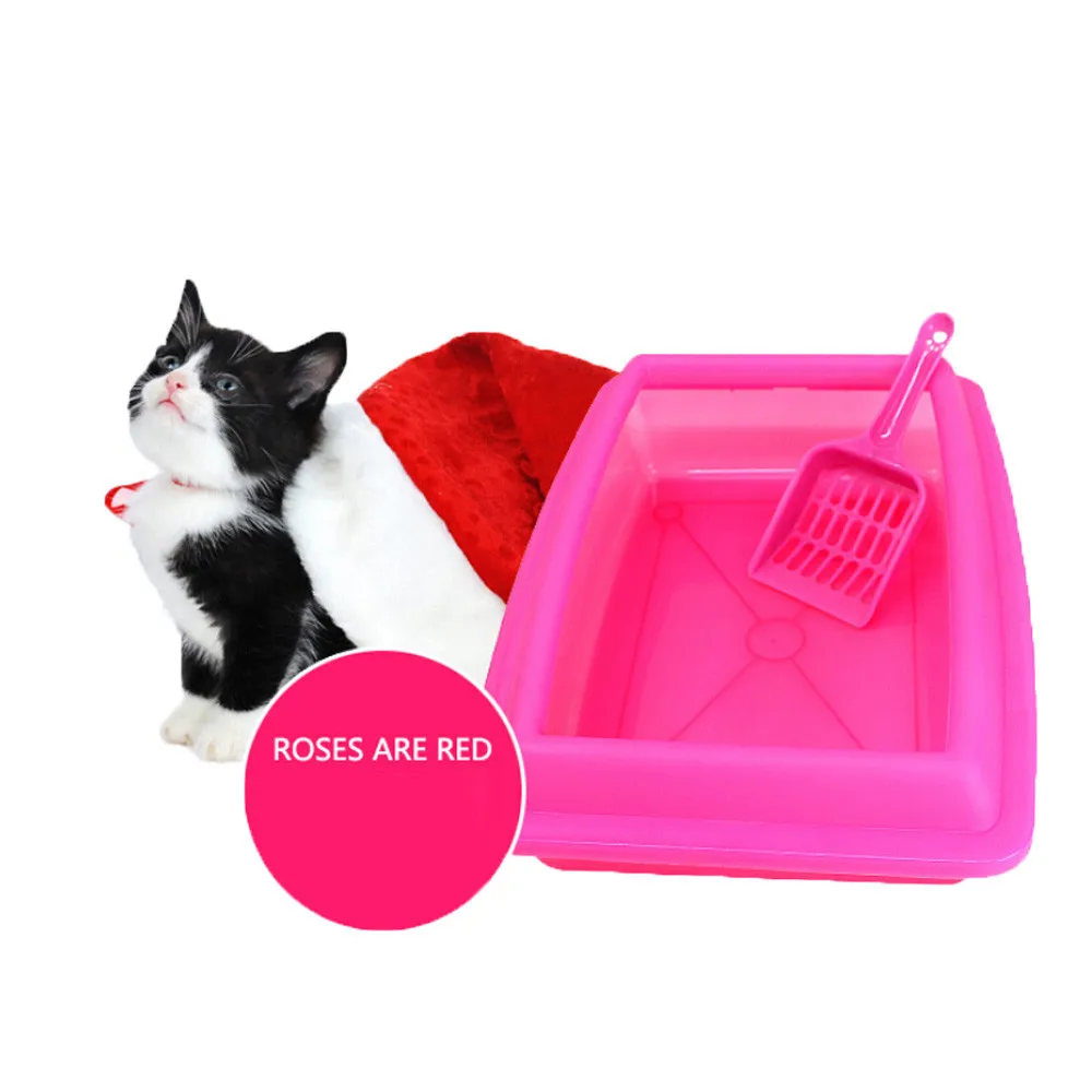2017 Blue/Pink Litter Box Cat Bedpans Semi Closed Anti splash Cat