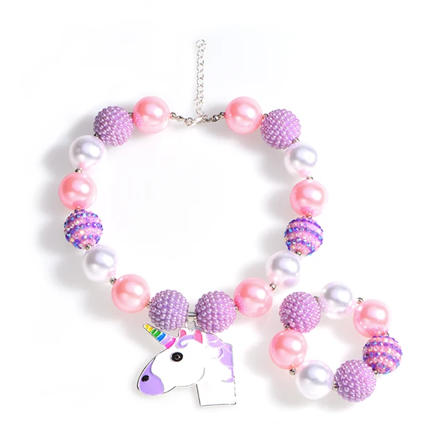 Buy Unicorn Pendant Chunky Necklace Bubble Gum