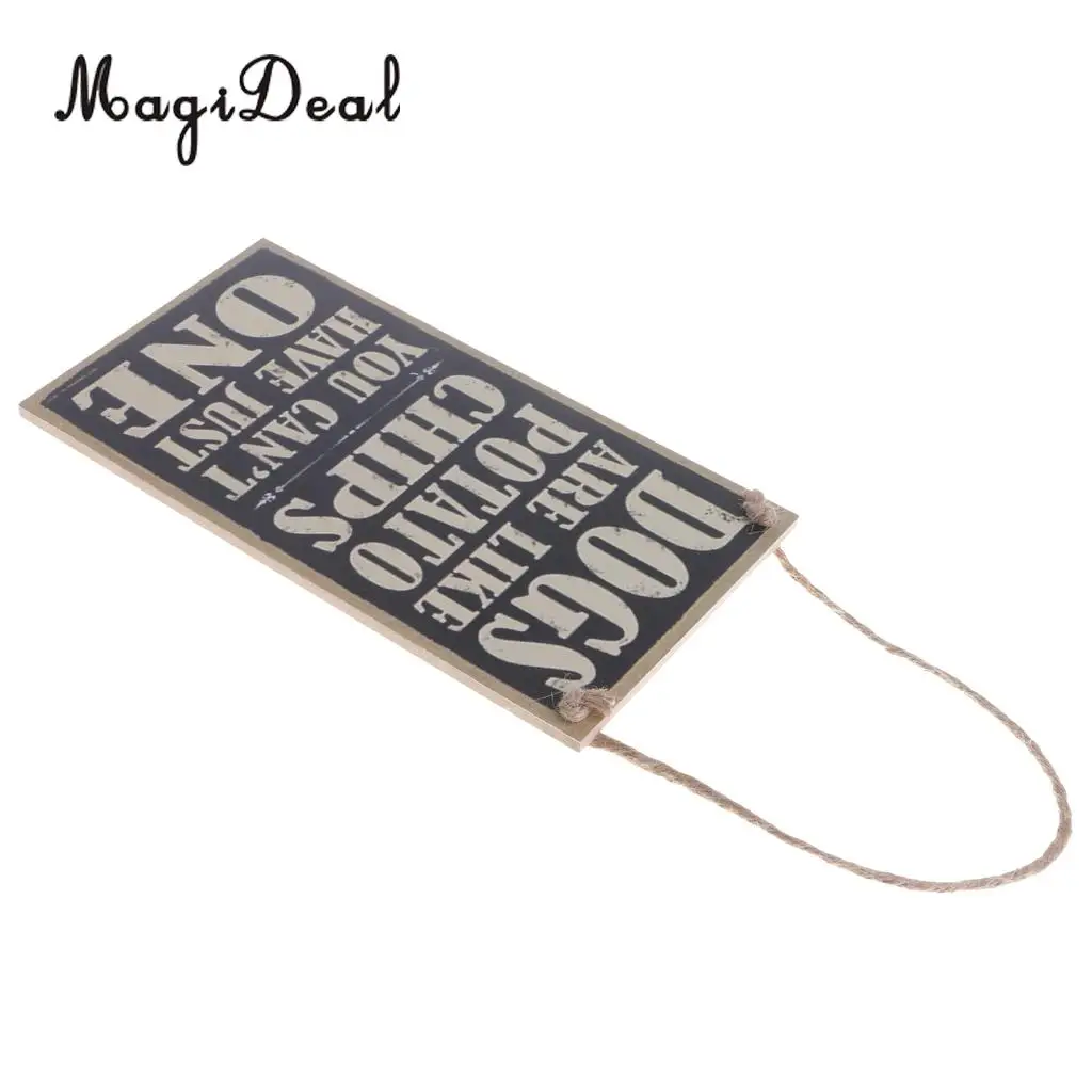 MagiDeal Vintage Dogs are like Potato Chips Board Plaque Quote Wooden Sign Door Wall Home Garden Hanging Decor