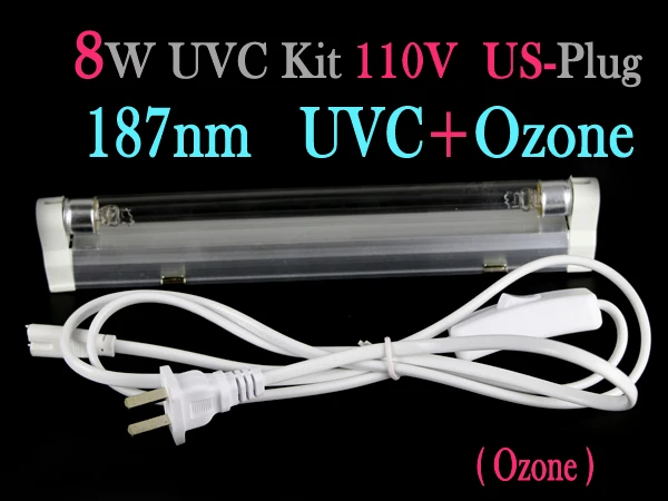 Компактная кварцевая УФ бактерицидная лампа, набор для уничтожения бактериальных клещей, дезодорант, дезодорант, чистящее средство, 4 Вт 6 Вт 8 Вт 15 Вт озон, 110 В, 220 В - Мощность в ваттах: 8w 110v ozone kit