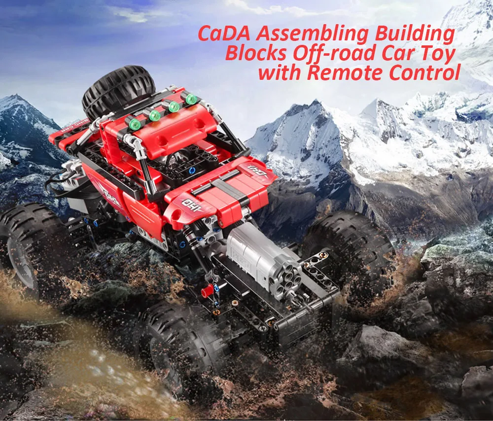 CaDA C51041 489 шт сборные строительные блоки для внедорожников, игрушечный автомобиль с дистанционным управлением, стабильная структура автомобиля, гоночный скалолазание, двойной режим