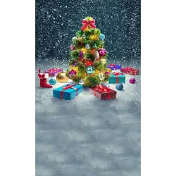 5x8ft тонкий винил фотографии Студия Старший Винил Задний план цифровой печати Рождество дерево и подарочные коробки фонов st-336
