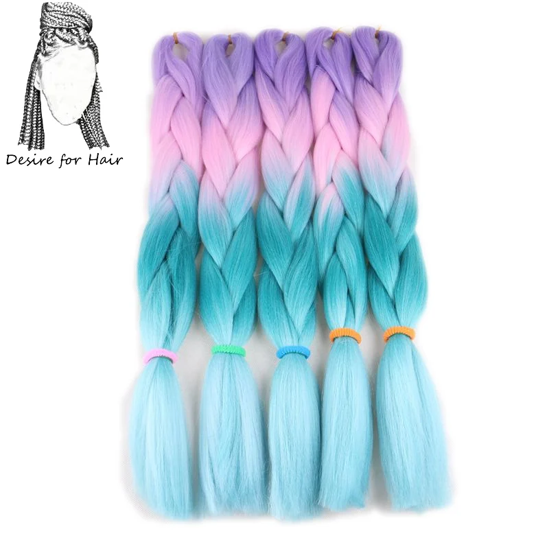 Desire для волос 1 упаковка 24 дюймов 100 грамм ombre Цвет термостойкие синтетический Джамбо плетение волос для коробки косы решений - Цвет: T1B/синий
