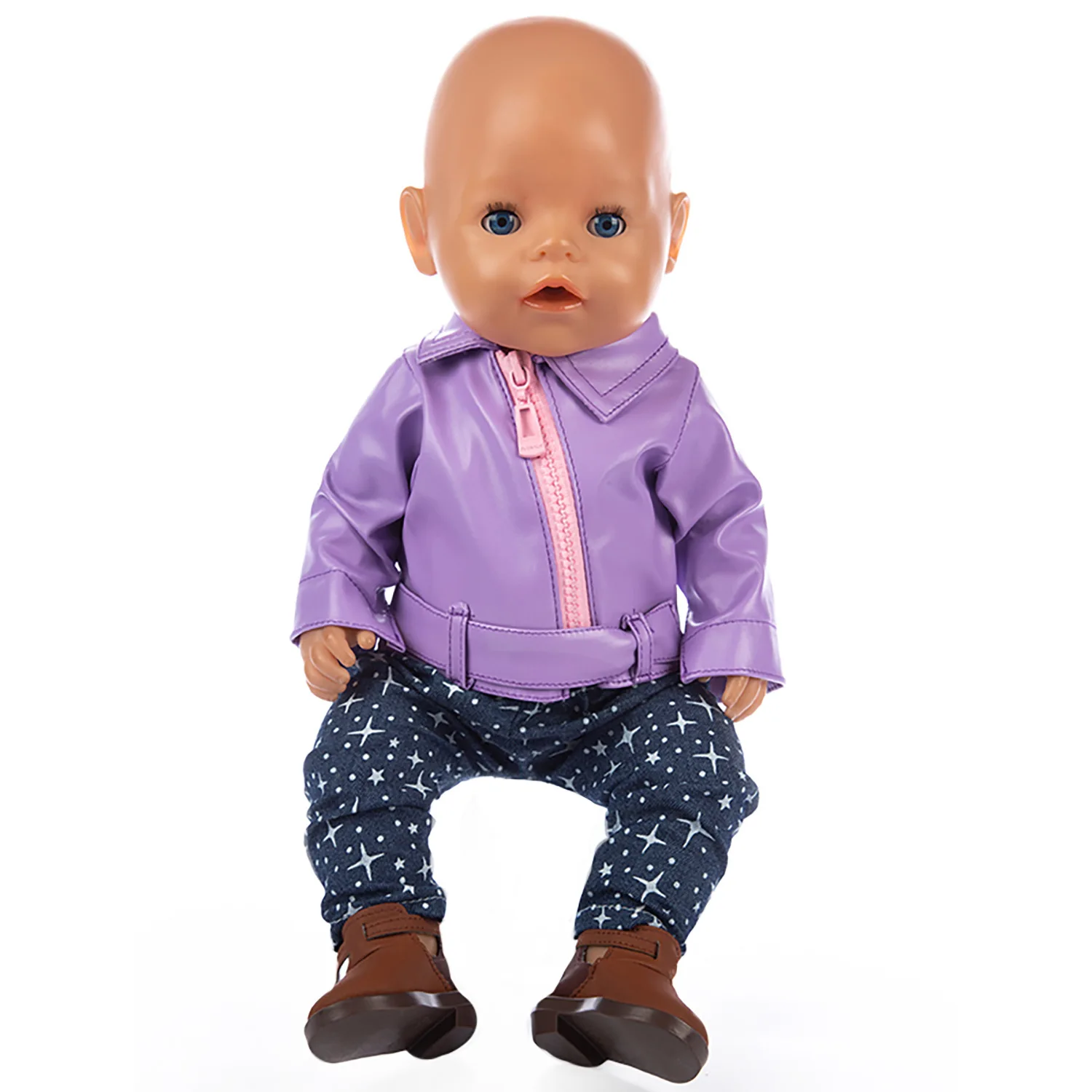 Кукла модная одежда кожаная куртка три-Костюм из нескольких предметов 41 см одежда для малышей Кукла реборн подходит для 18-дюймовой куклы Детская одежда - Цвет: F