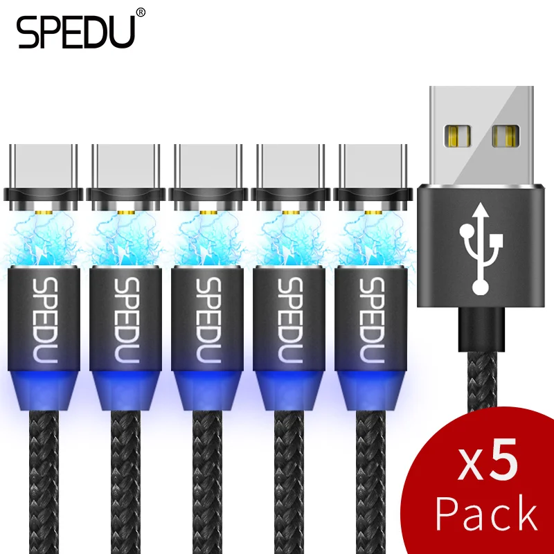 5 шт. в упаковке кабель Micro USB светодиодный магнитный для iphone 7 x Samsung galaxy S8 Xiaomi Huawei