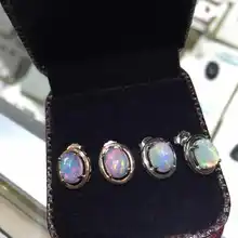 Серьги-гвоздики из натурального опала, Стерлинговое Серебро 925 пробы, серьги с натуральными драгоценными камнями для девушек, женские вечерние круглые серьги, ювелирное изделие