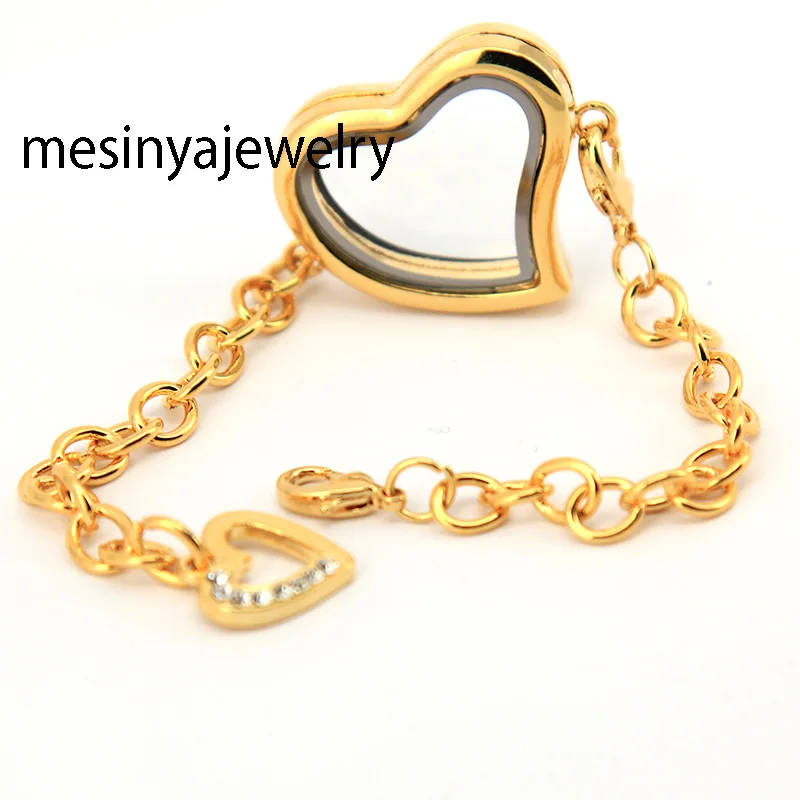 10pcs Expensive Pvd Gold Floating Charm Magnet Memory Living Gl 10pcs Expensive Pvd Gold Floating Charm Magnet Memory Living Gl Curved Heart Locket Bracelet In Bracelets From Jewelry Accessories On