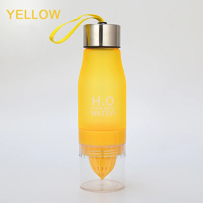 YELLOW Пластиковая бутылка для фруктовой воды, фруктовый настой, детский напиток, Спортивная бутылка для сока, лимона, портативный чайник, Прямая поставка - Цвет: YELLOW