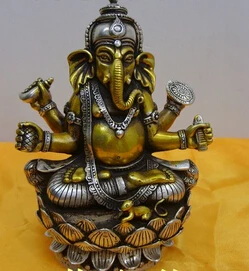 

Free shipping 003746 Tibetan Buddhist bronze silver GANESHA INDISCHER GOTT buddha statue 15 cm 1.0 KG